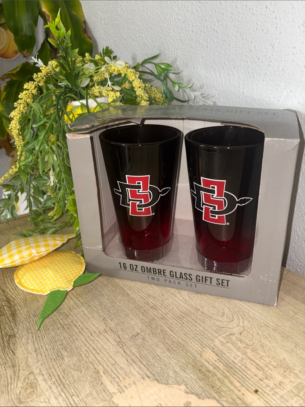 San Diego State University Ombre Shot Glass Set - Red and Black, 2-Pack New